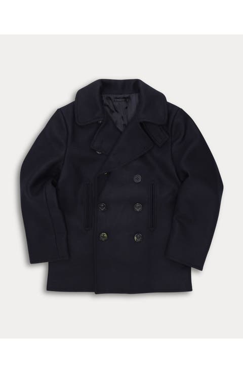 Peacot Double Breasted Wool Blend Coat