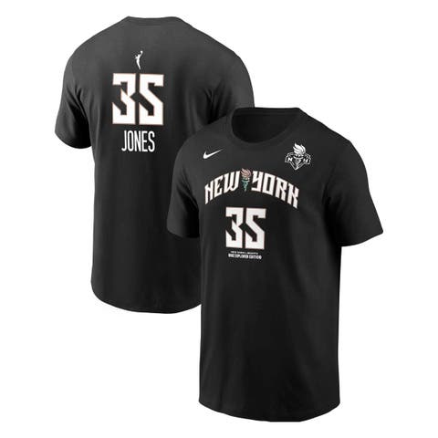 Men's Nike Jonquel Jones Black New York Liberty Name & Number T-Shirt