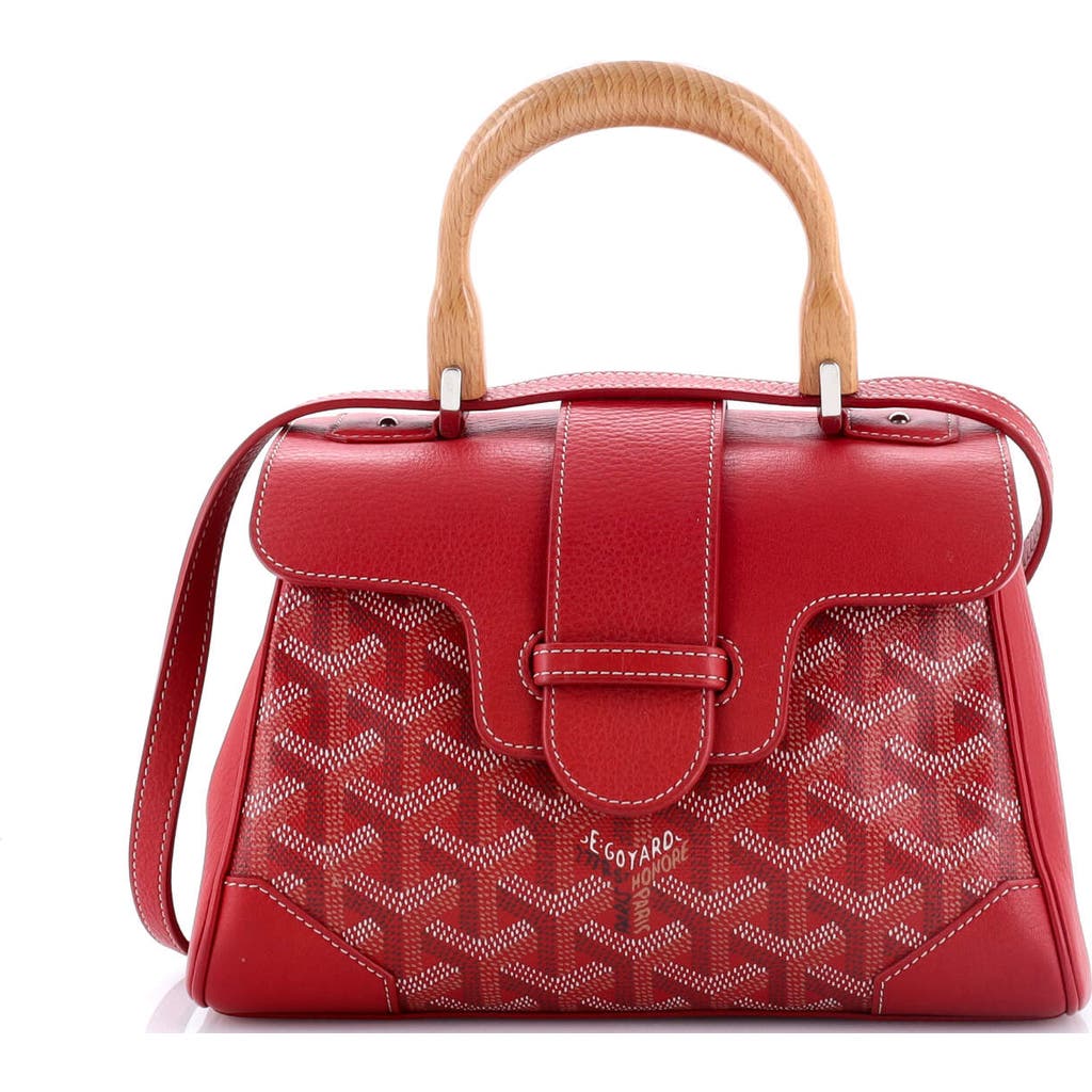 Pre-owned Goyard Goyard Saigon Top Handle Bag Coated Canvas With Leather Mini In Red