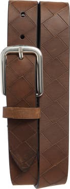 Johnston & Murphy Basketweave Embossed Leather Belt