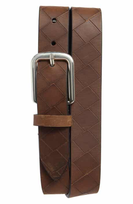 Basketweave Embossed Leather Belt