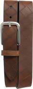 Johnston & Murphy Basketweave Embossed Leather Belt