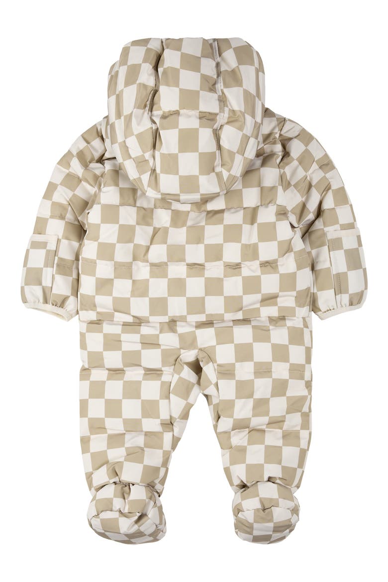 Checkerboard Hooded Snowsuit, Alternate, color, BEIGE