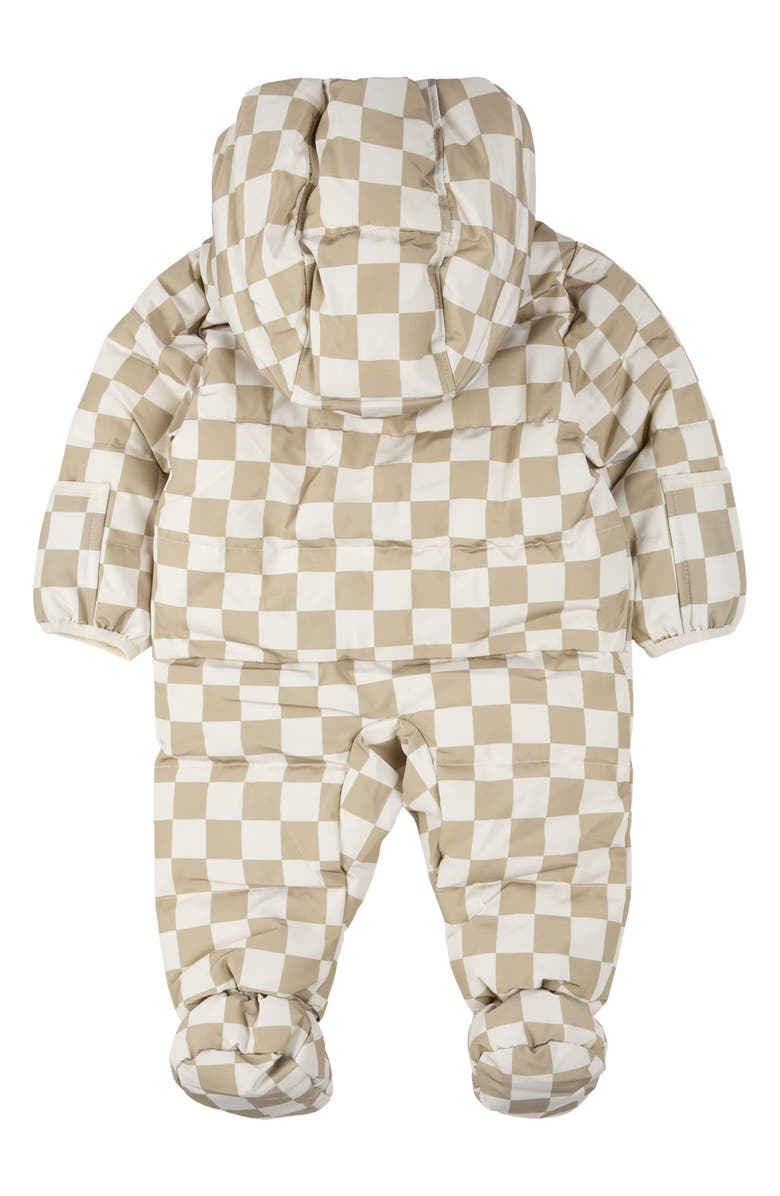 FIRSTS by Petit Lem Checkerboard Hooded Snowsuit, Alternate, color, Beige