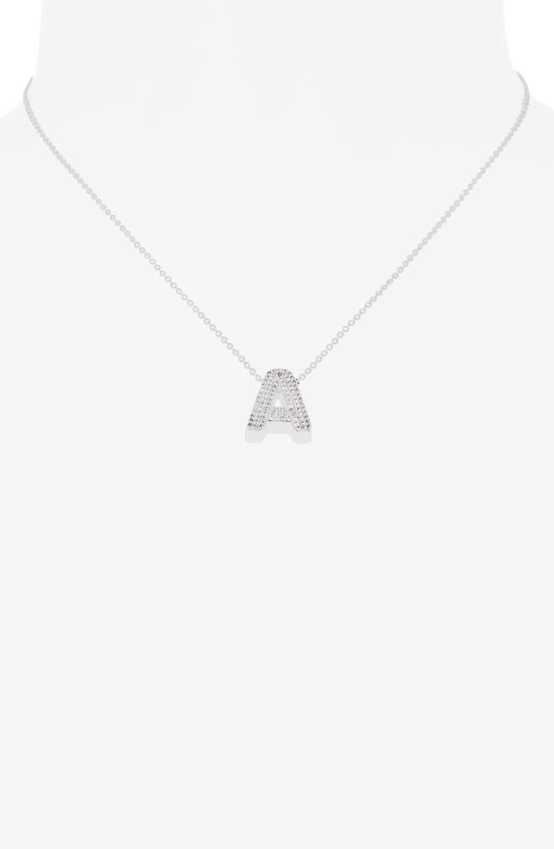 Leith Pavé Cubic Zirconia Initial Pendant Necklace, Alternate, color, A- Clear- Silver