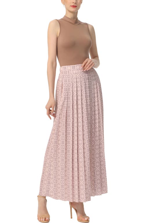 Kimi & Kai Print Box Pleat Maxi Skirt In Pink