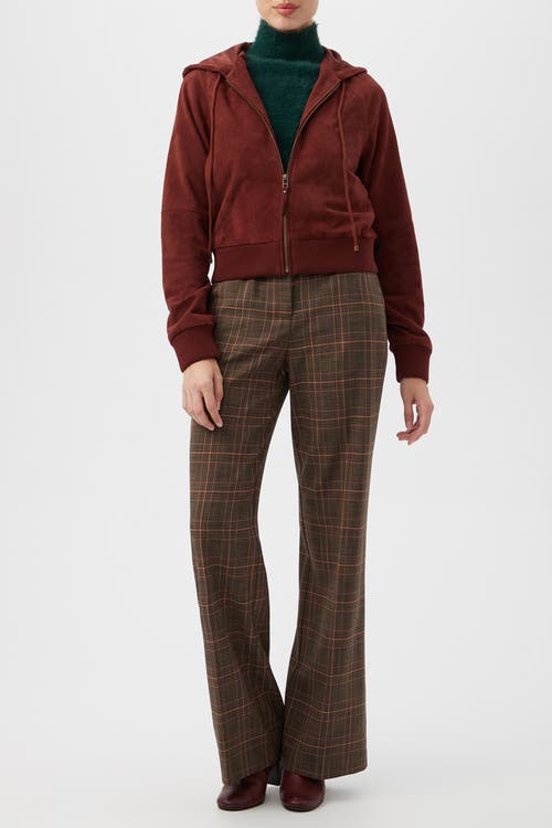 Trina Turk Dalma Suede Hooded Jacket In Brown