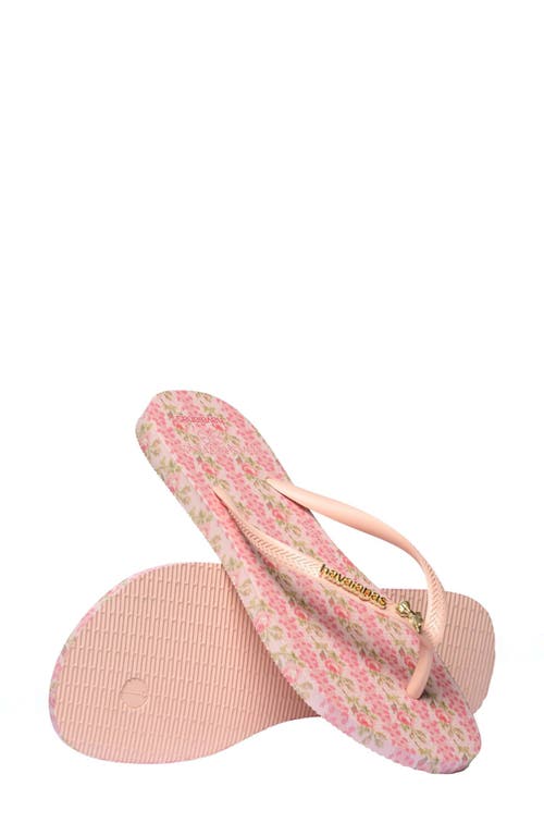 Havaianas X Loveshackfancy Slim Blooming Heirloom Flip Flop In Pink