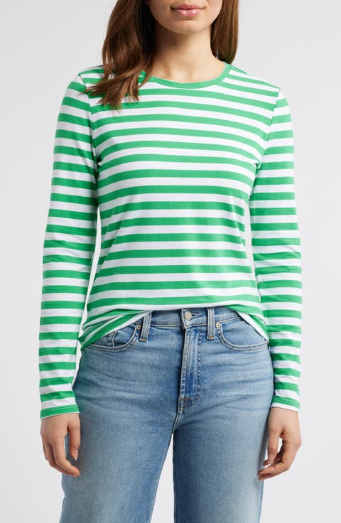 Stripy Long Sleeve T-Shirt Green