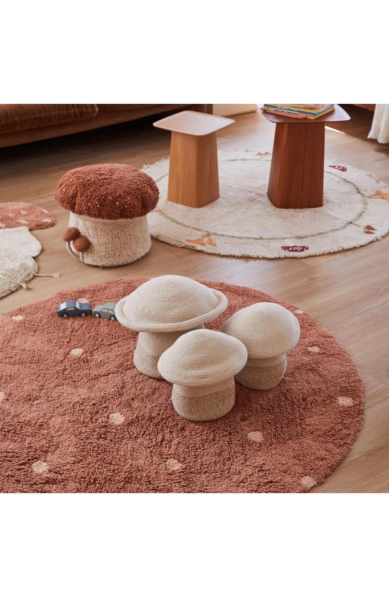 Lorena Canals Washable Rug Round Dot, Alternate, color, Chestnut, Rose