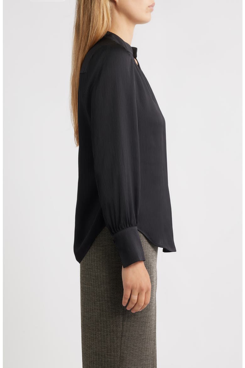 Textured Crepe Long Sleeve Top, Alternate, color, ANNE BLACK