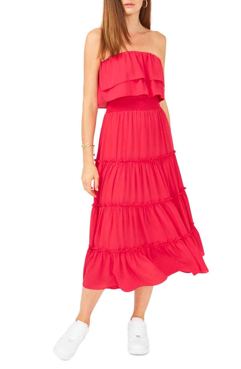 1.STATE Strapless Maxi Dress, Main, color, Fresh Berry