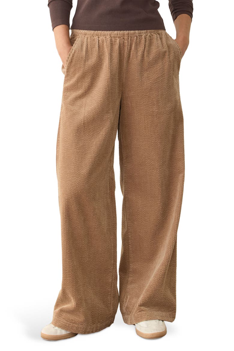Allison Pull-On Wide Leg Corduroy Pants, Main, color, COCOA BROWN