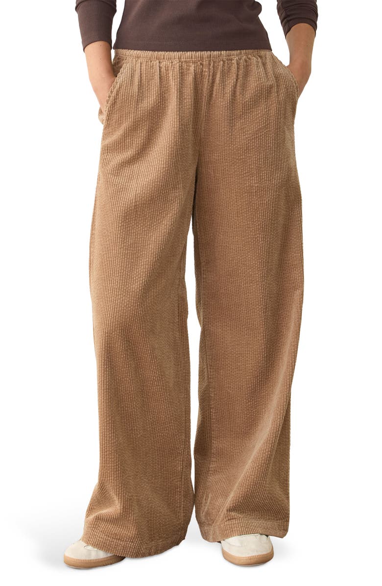 Marine Layer Allison Pull-On Wide Leg Corduroy Pants, Main, color, Cocoa Brown