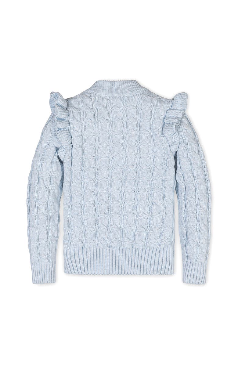 Hope & Henry Kids' Organic Long Sleeve Mock Neck Sweater with Ruffle, Alternate, color, Light Blue Heather