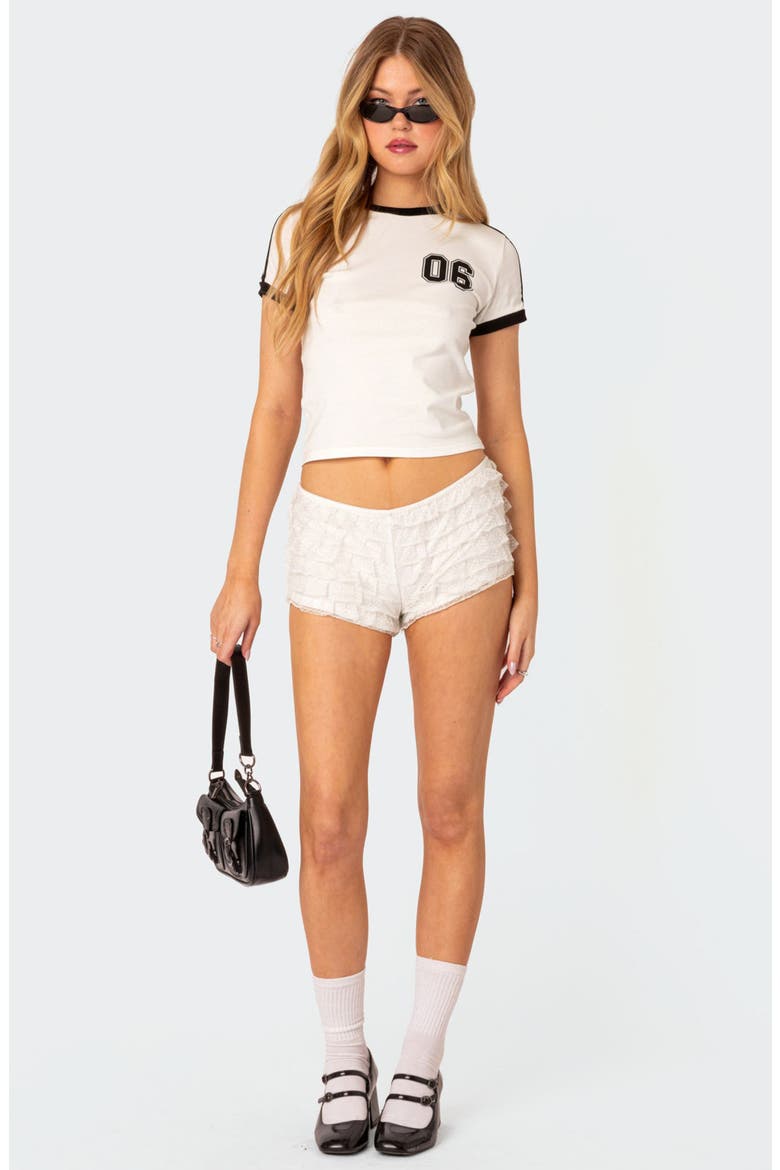 Kassidy Contrast Stretch Cotton Graphic Ringer T-Shirt, Alternate, color, WHITE