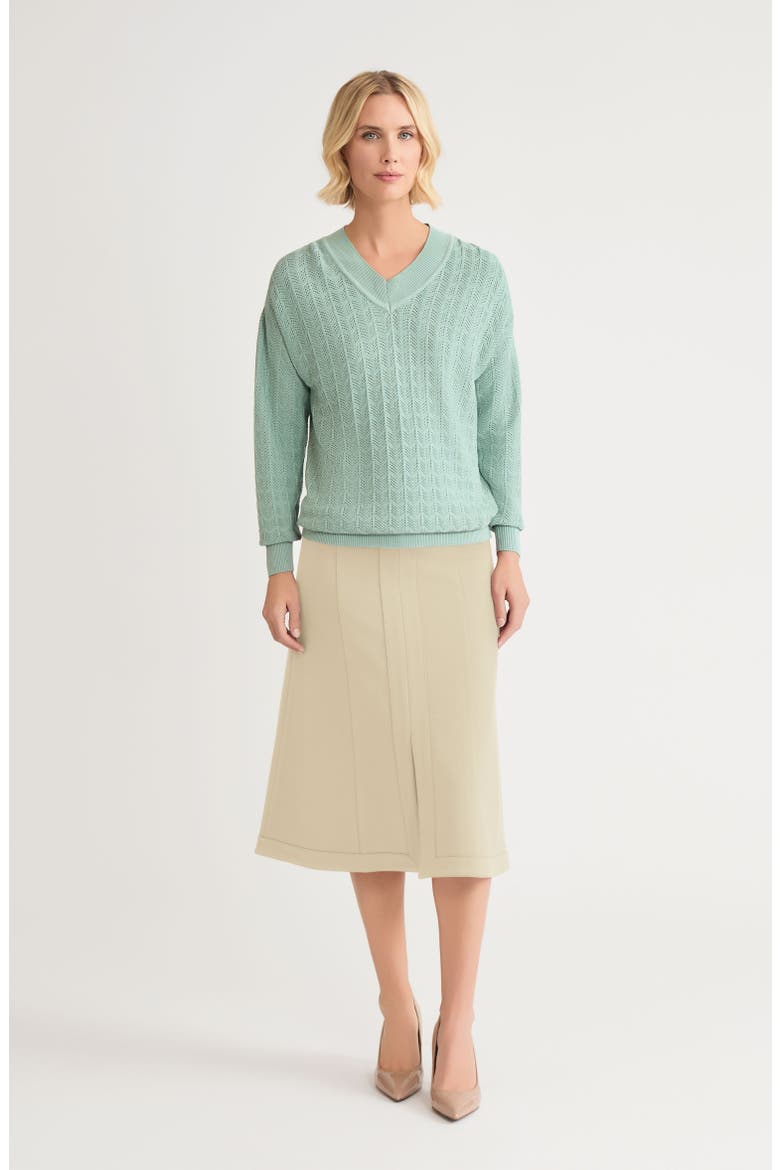 Relaxed Pointelle Soft Knit Sweater, Alternate, color, Mystic Green
