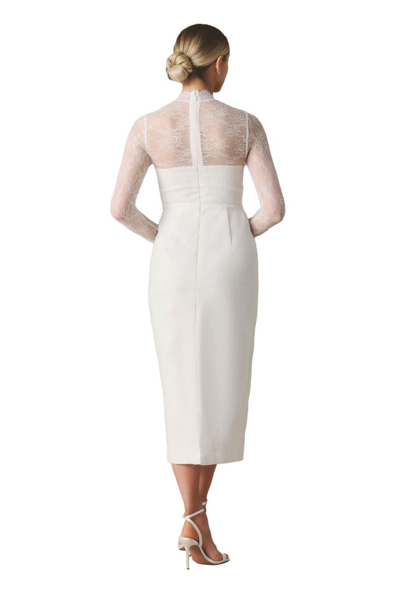 Lace Sleeve Cup Detail Midi Dress, Alternate, color, White