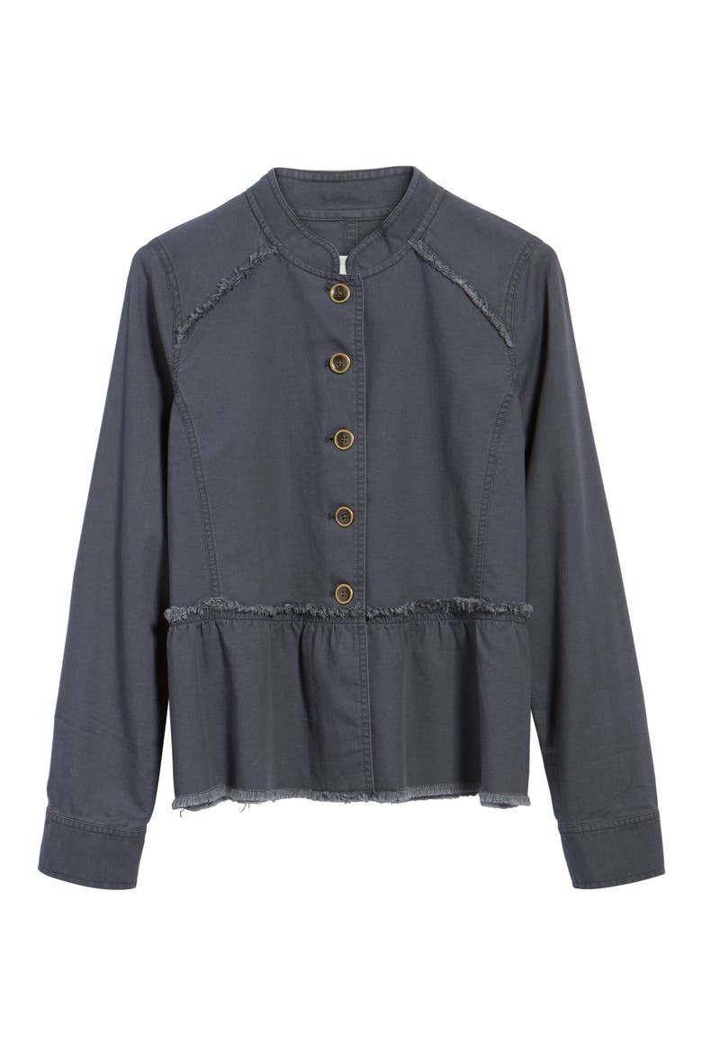 Twill Peplum Jacket, Alternate, color, GREY EBONY
