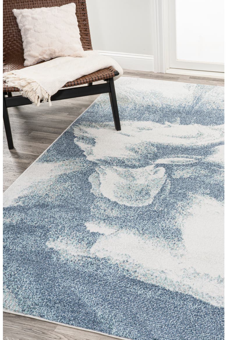 Petalo Abstract Two-Tone Modern Area Rug, Alternate, color, Blue/Cream