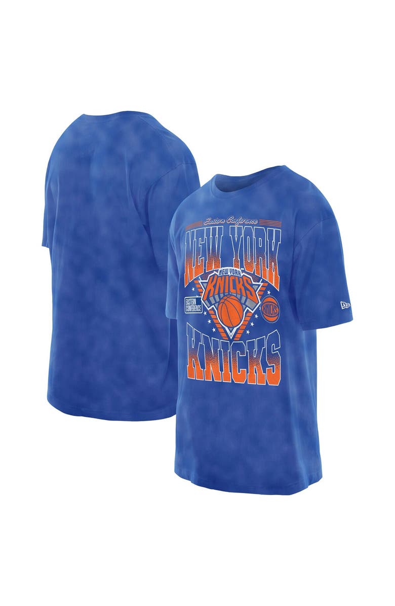 New Era Men's New Era Blue New York Knicks Old School Sport Vintage Wash T-Shirt, Alternate, color, Blue