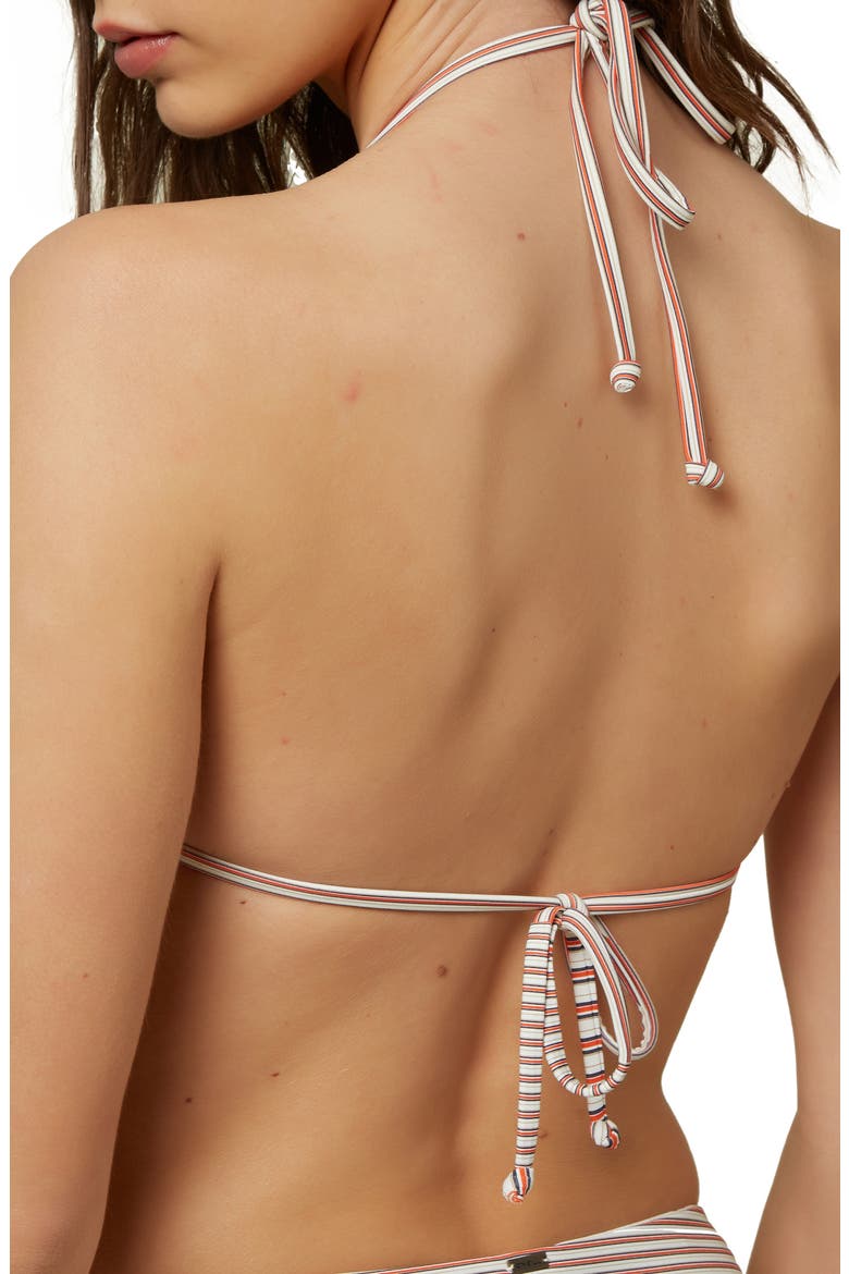 Sunray Stripe Triangle Bikini Top, Alternate, color, VANILLA