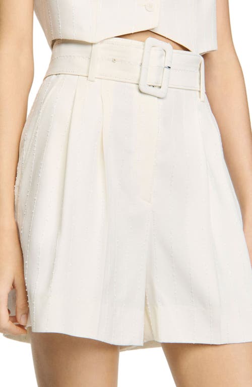 Shop Sandro Sequin High-waisted Shorts In Ecru