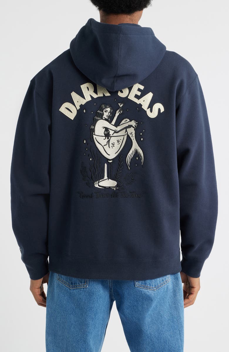 DARK SEAS Burkhart Embroidered Heavyweight Fleece Hoodie, Alternate, color, Navy