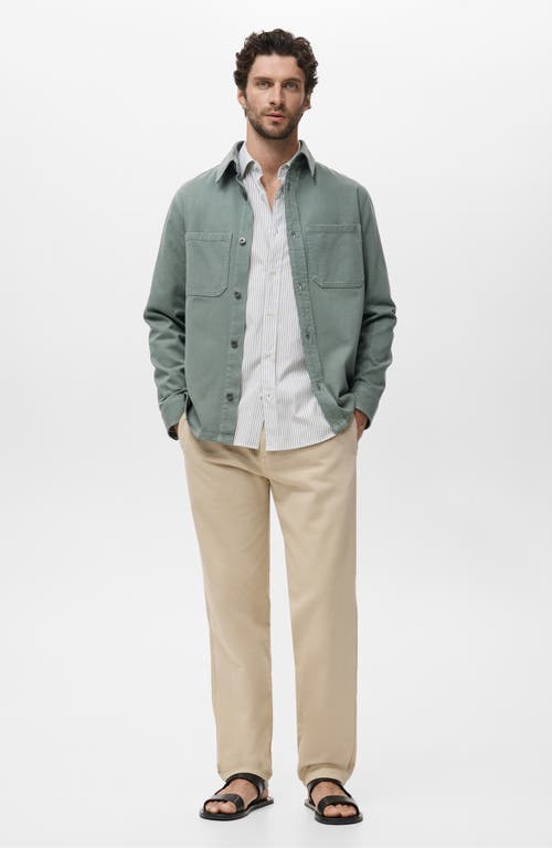 Mango Regular Fit Stripe Cotton Button-up Shirt In Brown