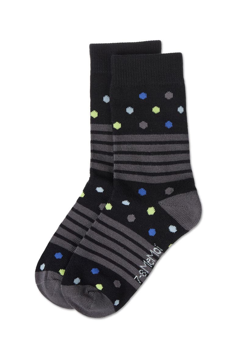 Stripe Dot Combo Crew Sock, Alternate, color, Black