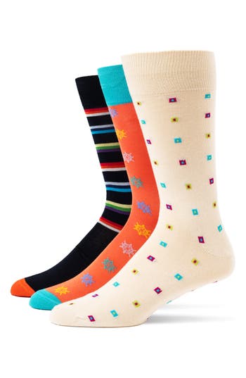 Lorenzo Uomo 3-pack Assorted Dress Socks In Orange