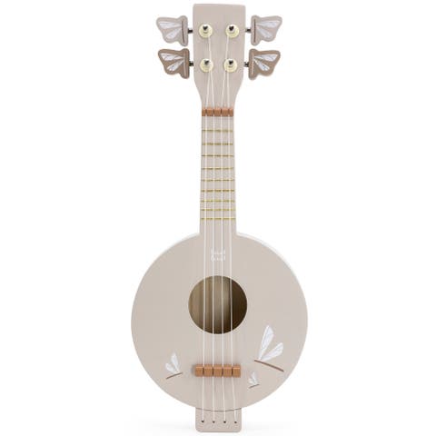 Wooden Banjo Toy Tan, Dragonfly Design