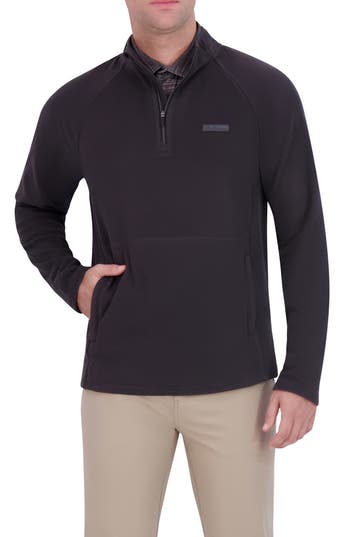 Ben Sherman Microfleece Quarter Zip Golf Sweatshirt In Dark Grey