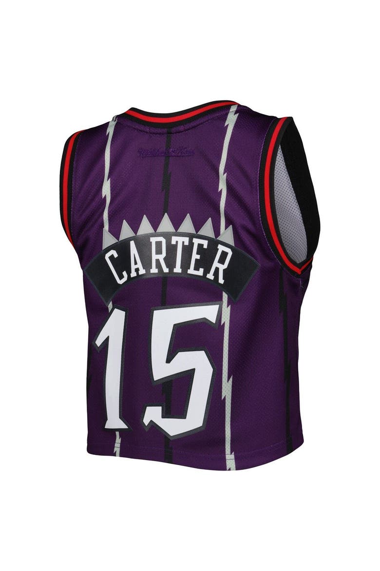 Women's Mitchell & Ness Vince Carter Purple Toronto Raptors 1998 Hardwood Classics Crop Player Tank Top, Alternate, color, Purple