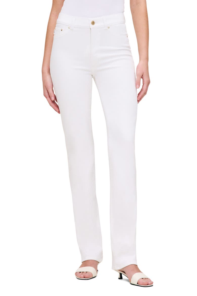 Halle Straight Leg High Rise Instasculpt Jeans, Main, color, WHITE DL AIRBRUSHED