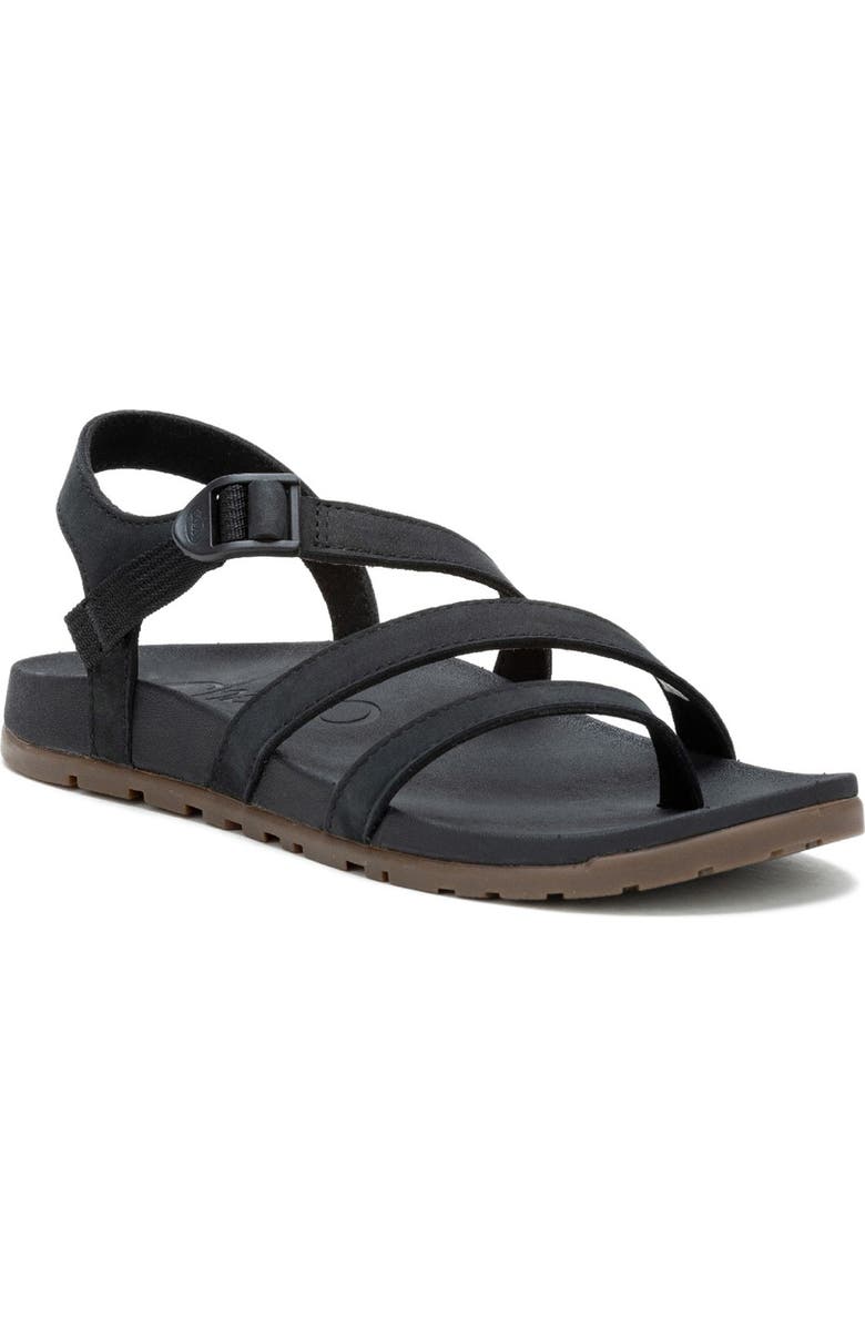 Chaco Lowdown Leather Sandal, Main, color, Black