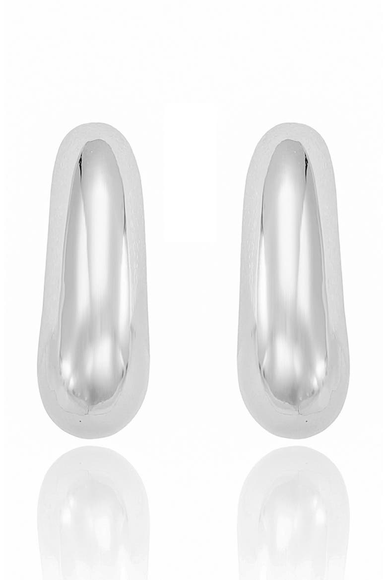 Smooth Half Hoop Earrings, Alternate, color, SILVER