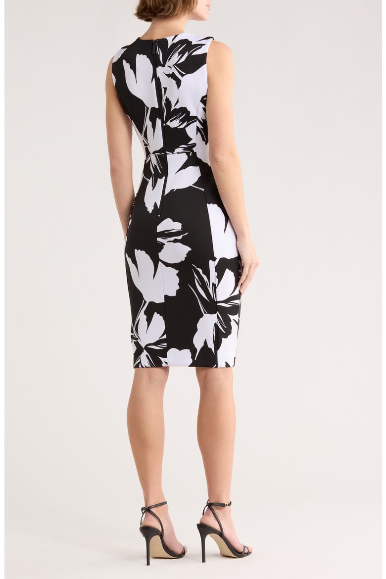 Floral Print Sheath Dress, Alternate, color, BLACK WHITE