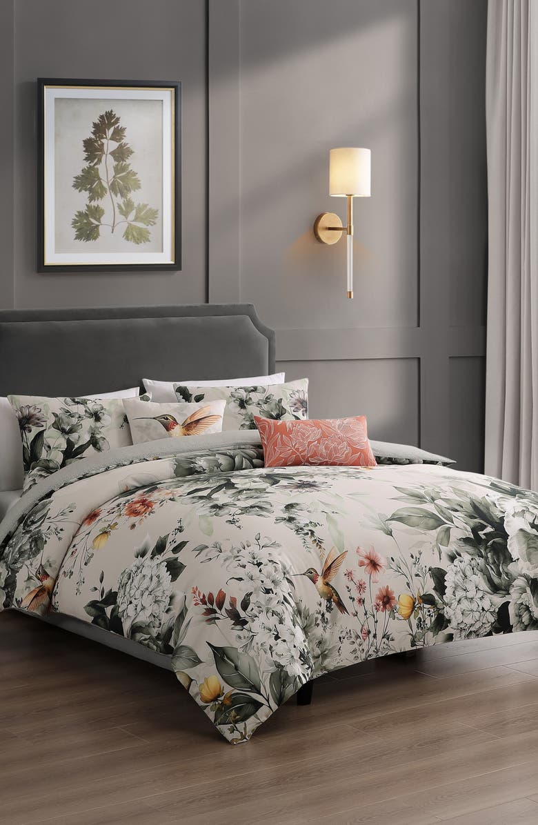 Bebejan Hummingbird Bloom Reversible Cotton Sateen Comforter Set, Alternate, color,