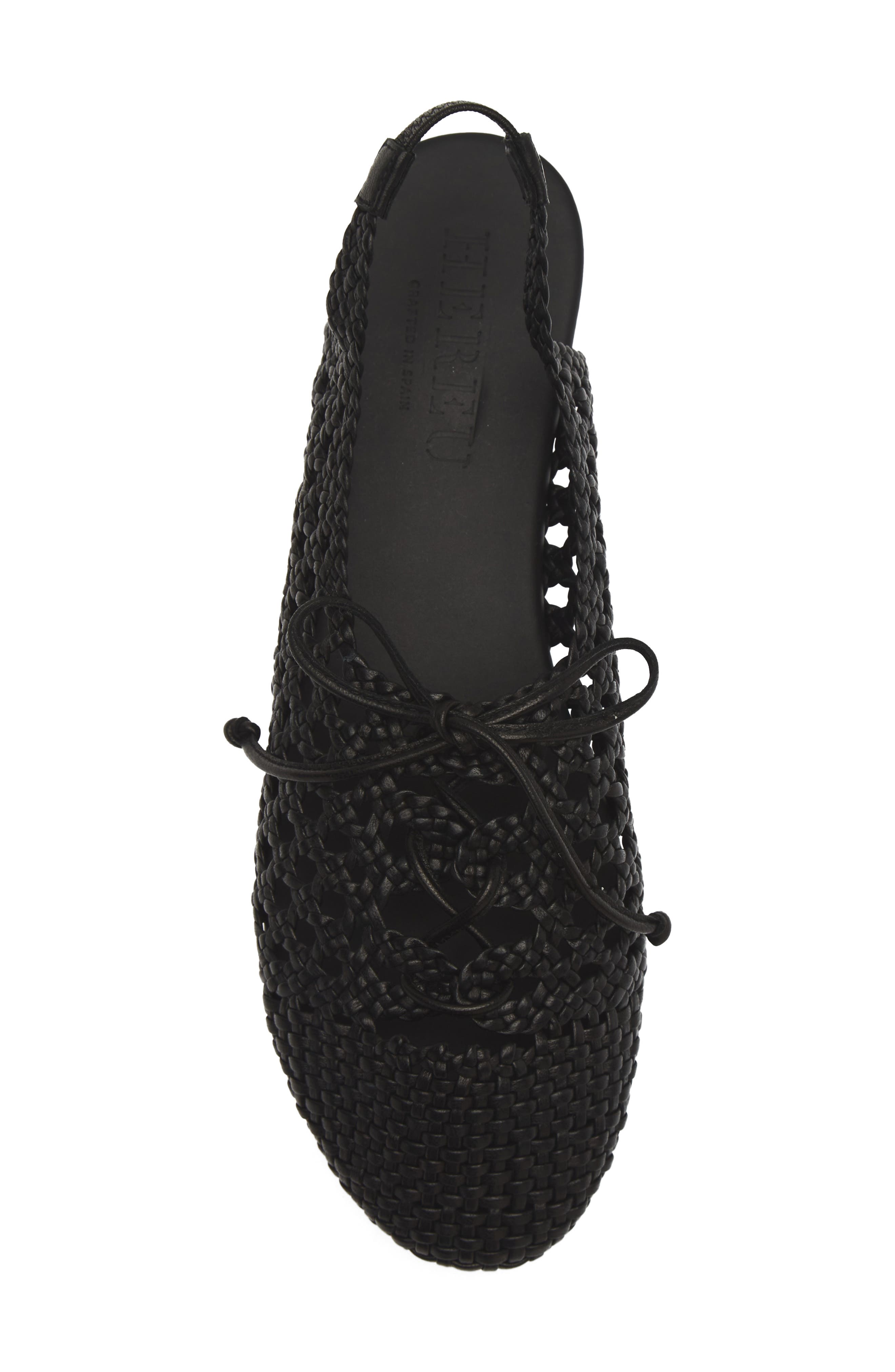 Sardana Handwoven Leather Lace Up Flat, Alternate, color, BLACK