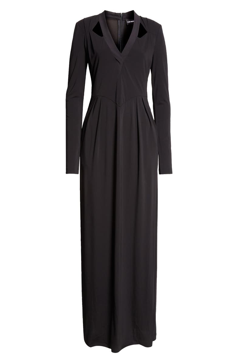 Emporio Armani Cutout Long Sleeve Gown, Alternate, color, 
