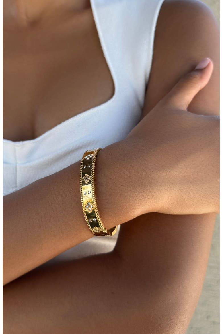 Tarnish Resistant Cubic Zirconia Bangle Bracelet, Alternate, color, GOLD
