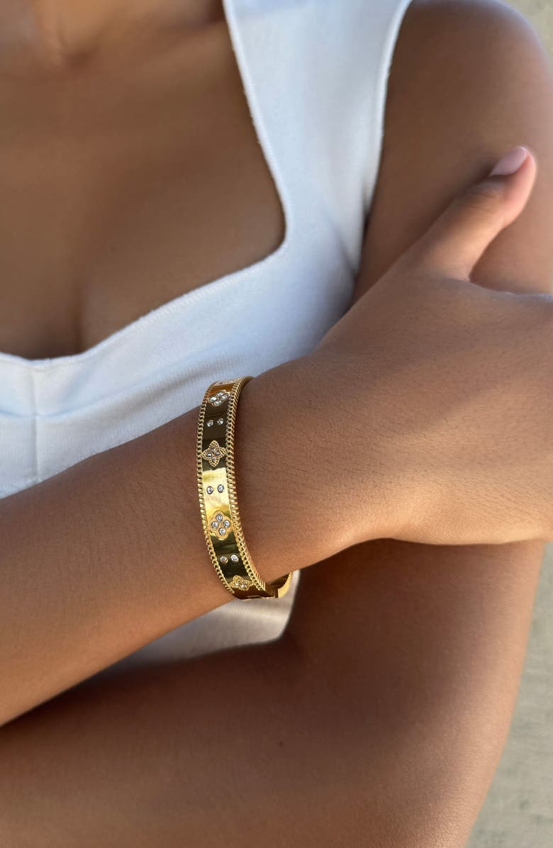 Adornia Tarnish Resistant Cubic Zirconia Bangle Bracelet, Alternate, color, Gold