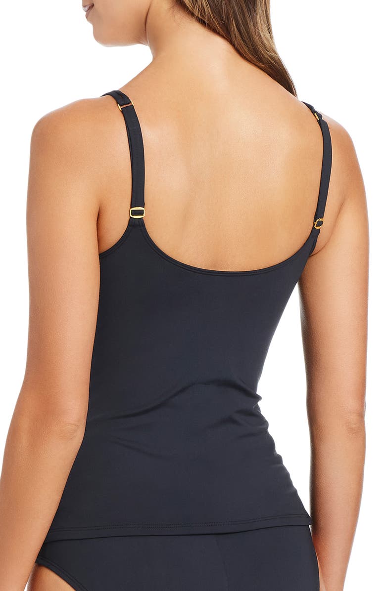 BLEU by Rod Beattie Shirred Tankini Top, Alternate, color, Black