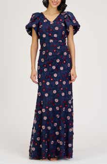 JS Collections Jade Floral Appliqué Gown