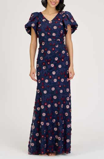 JS Collections Jade Floral Appliqué Gown