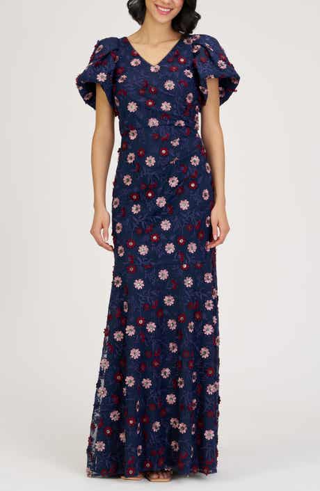 JS Collections Jade Floral Appliqué Gown