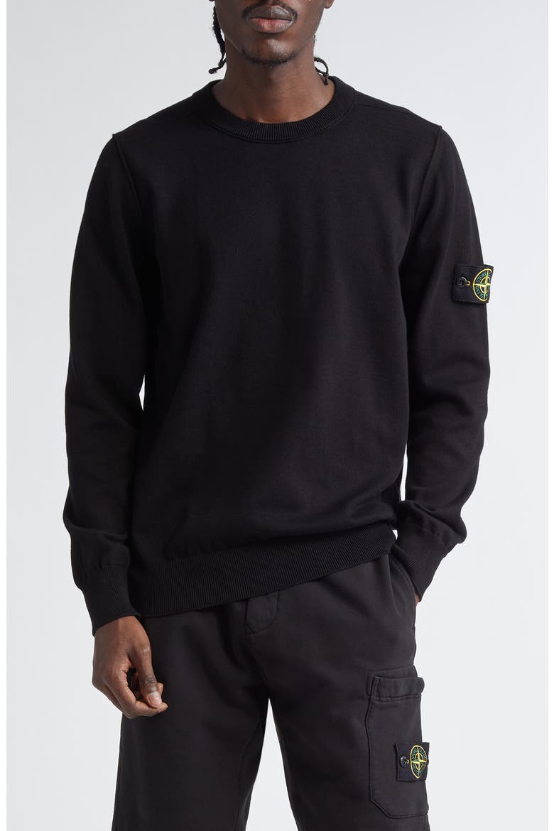 Cotton Crewneck Sweater, Main, color, V0029 BLACK