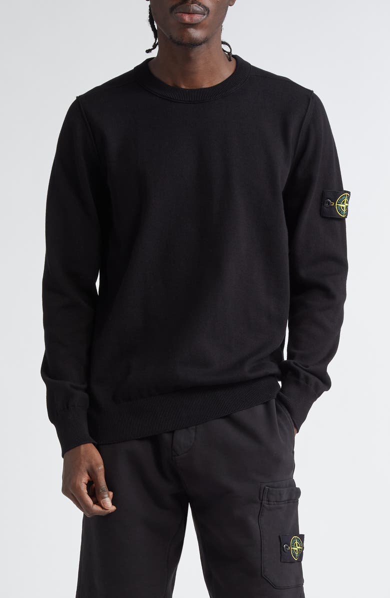 Stone Island Cotton Crewneck Sweater, Main, color, V0029 Black