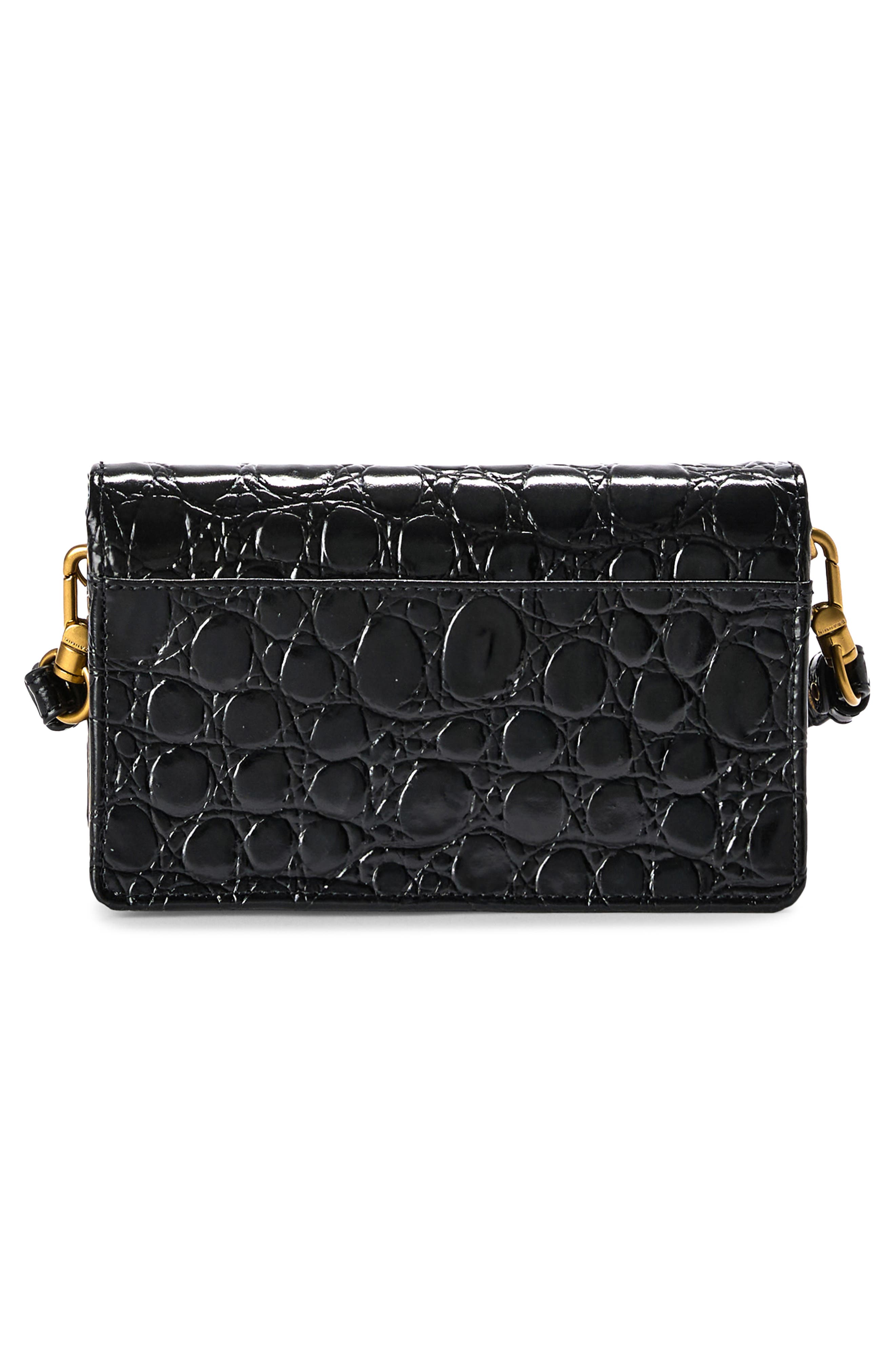 Brahmin Minuette Croc Embossed Leather Crossbody Bag, Alternate, color, Black